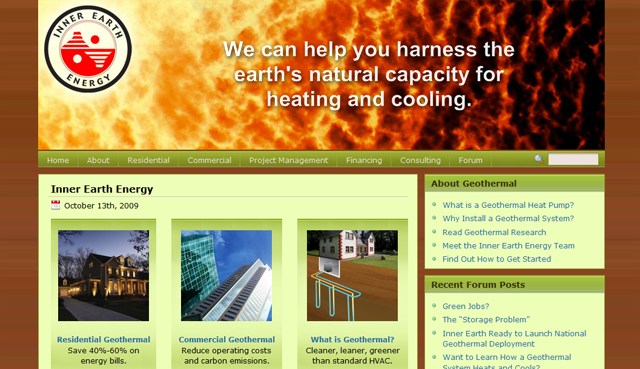 Inner Earth Energy’s Geothermal Heating and Cooling Services Website Launches on 100% Solar-Powered Server