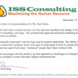 See Kari Havir’s LinkedIn profile > “Ms. Havir and I have worked closely over the last four months in the design of my startup’s, ISS...
