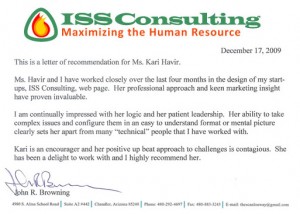 Recommendation for Marketing Eco from John R. Browning, President, ISS Consulting
